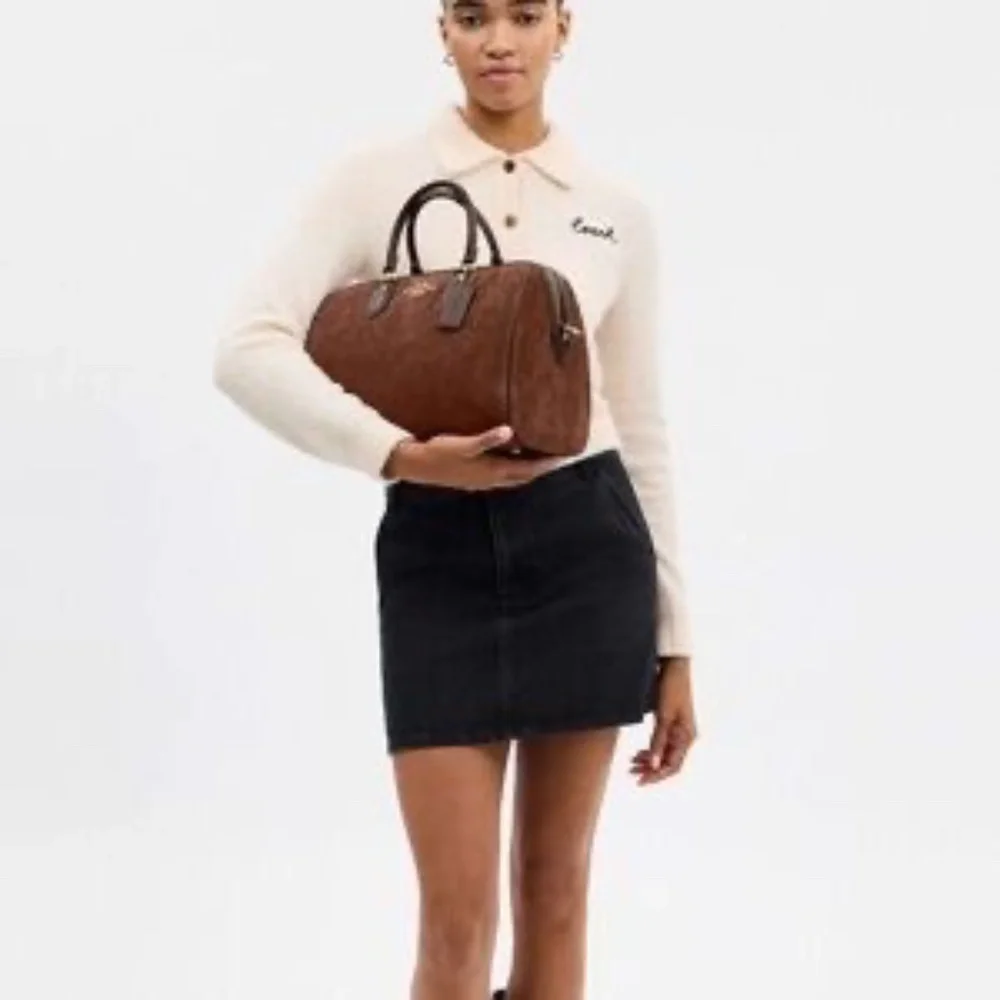 Coach Sued Brown Satchel Bag - Picture 2 of 3